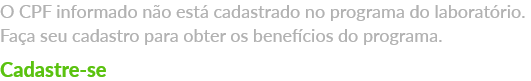 Texto informativo sobre usuário não cadastrado